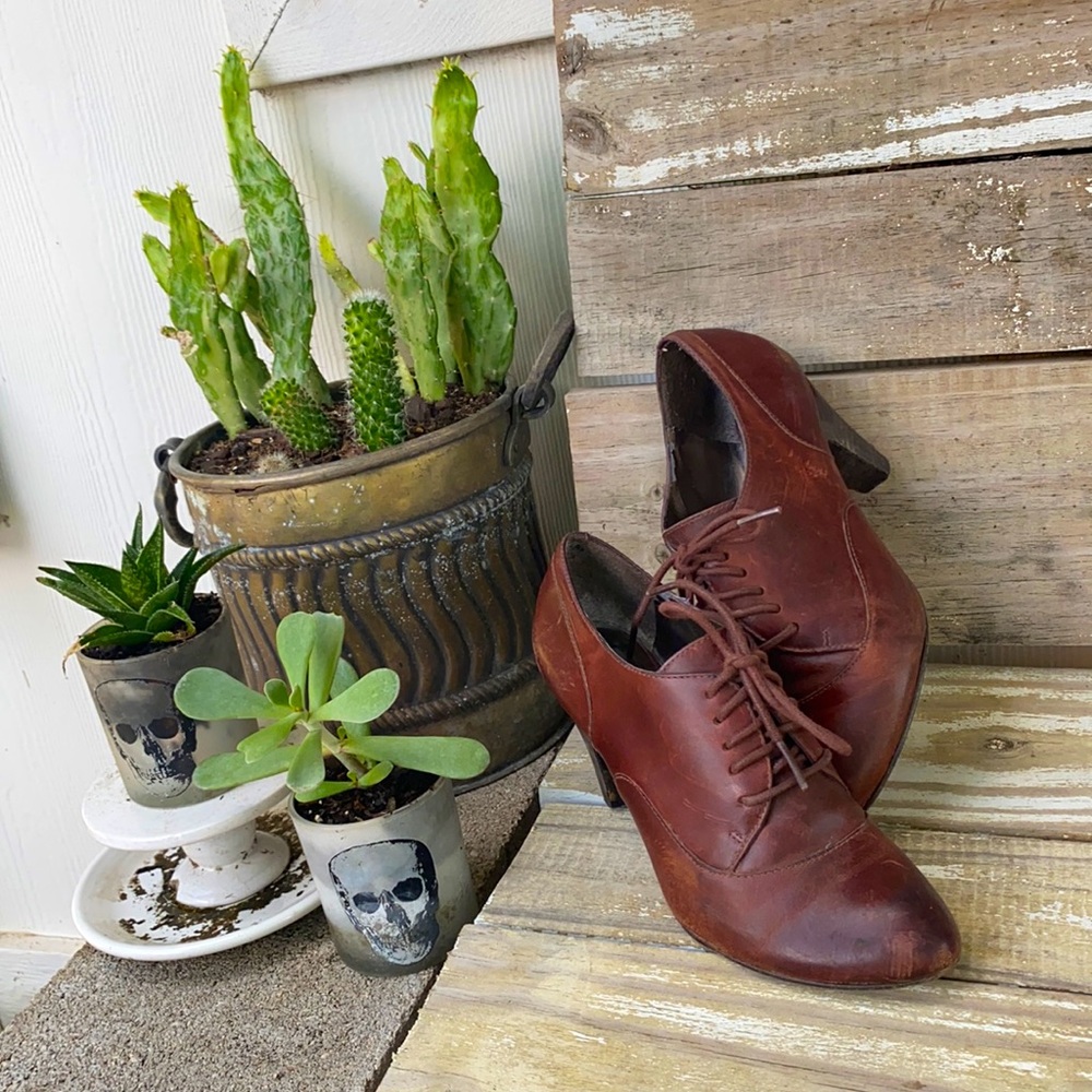 Brown Leather Short Heel